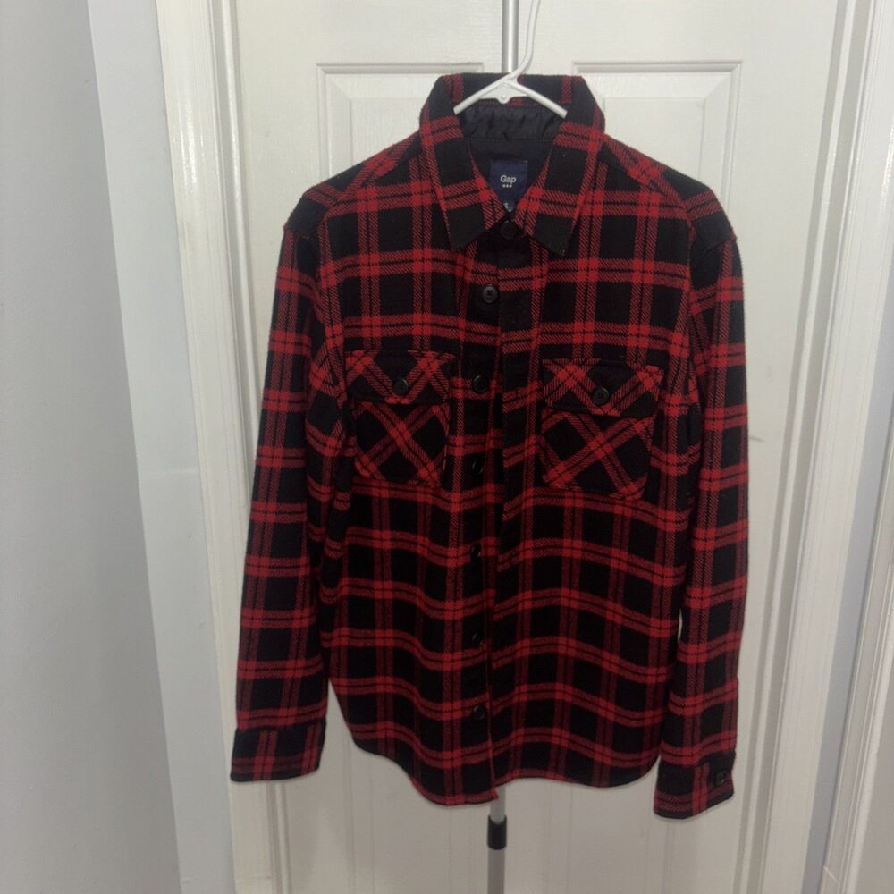 Gap Red Plaid Whool Shacket Women's Size Medium Long Sleeve WARM & HEAY WEIGHT